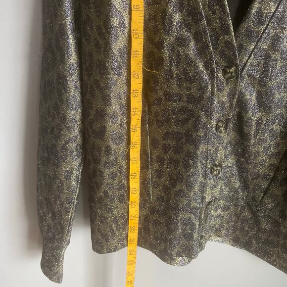 Ganni Leopard Print Cardigan Shimmer Capsule Wardrobe Office sz 40 PTP 19" sz L - Picture 8 of 8